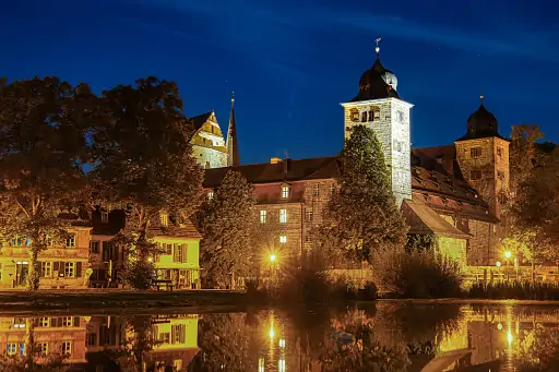 Nachts Schlossweiher Schloss Thurnau